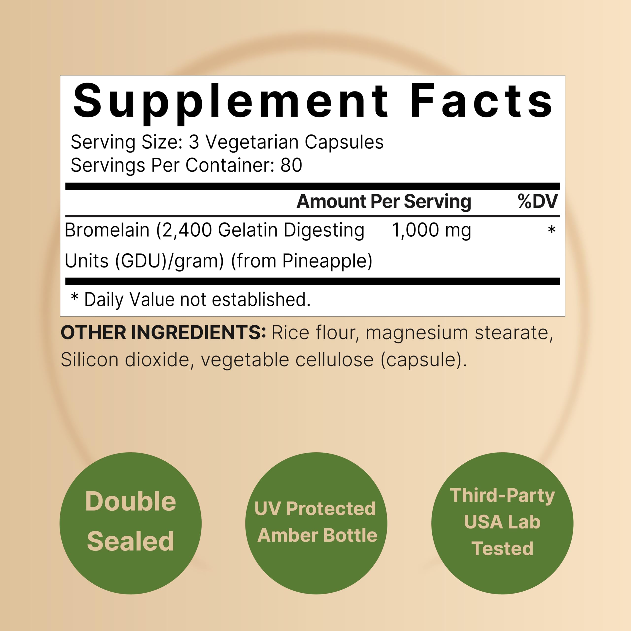 NatureBell etiqueta con ingredientes y potencia 2.400 GDU por gramo