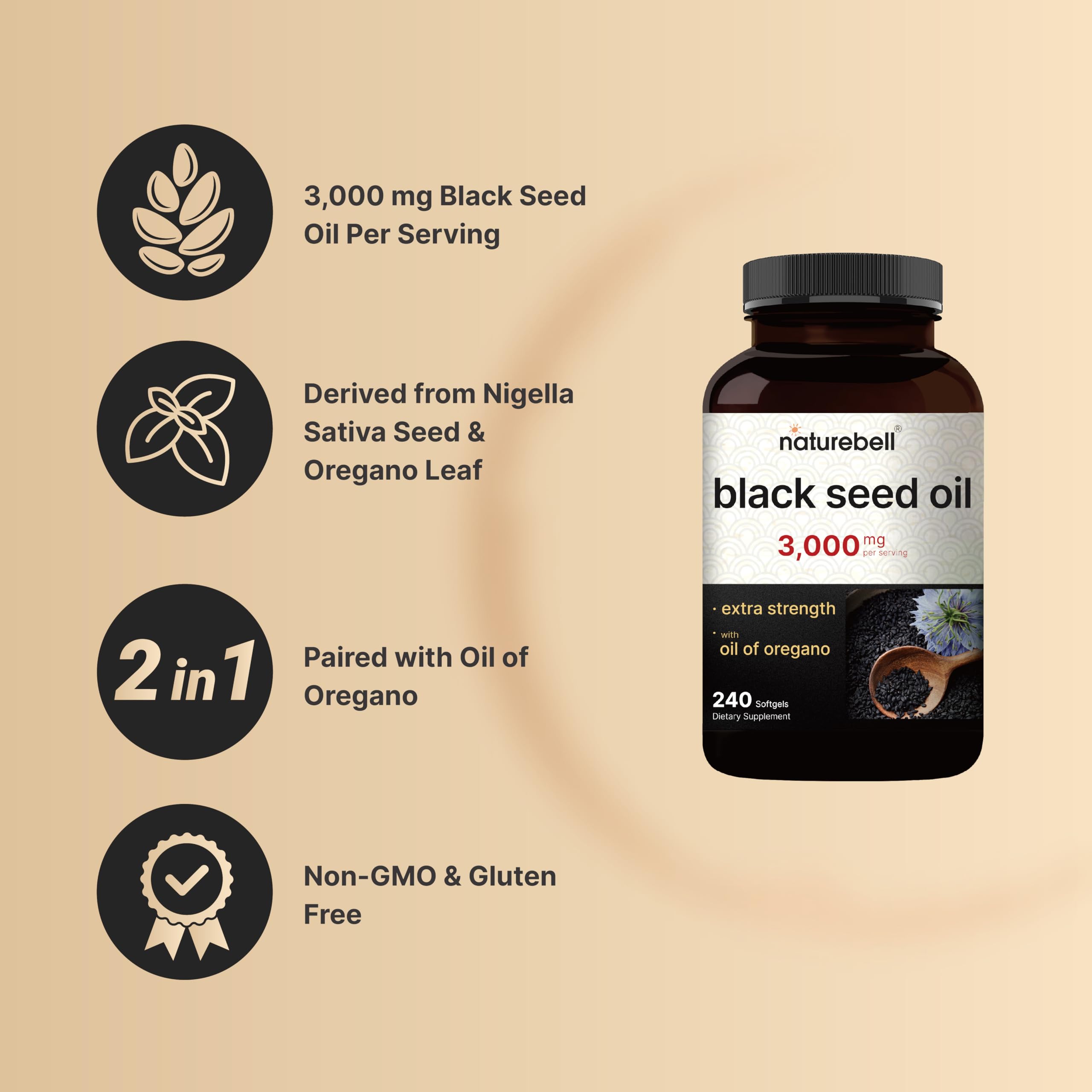 NatureBell detalle de la etiqueta con información de dosis y calidad