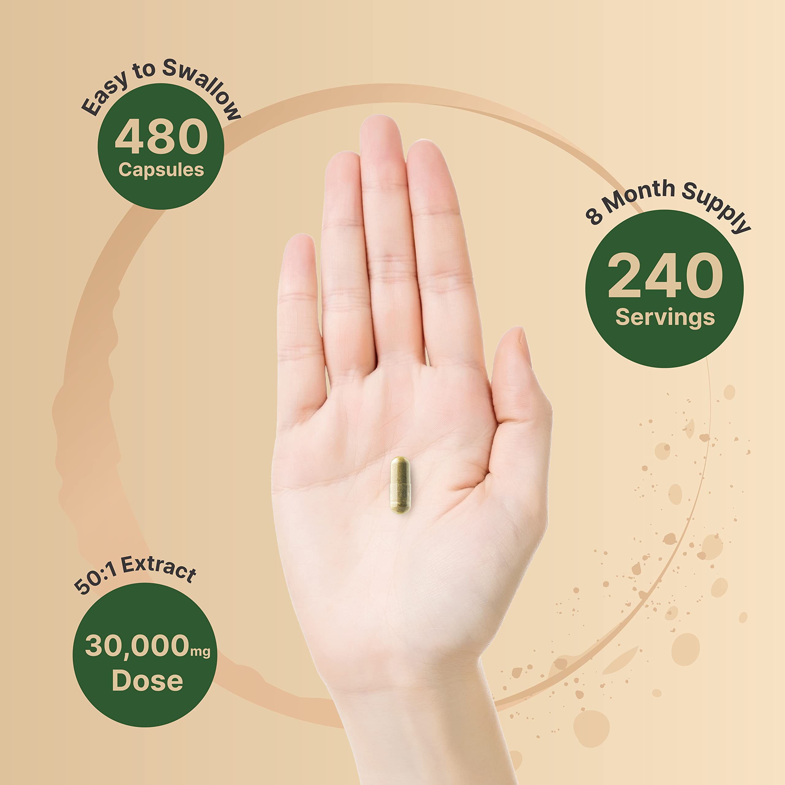 NatureBell cápsula en mano para referencia de escala y dosificación