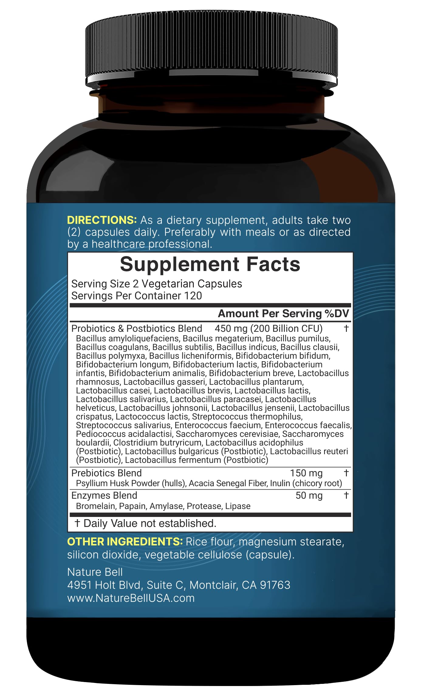 NatureBell primer plano de enzimas y postbióticos para apoyo digestivo