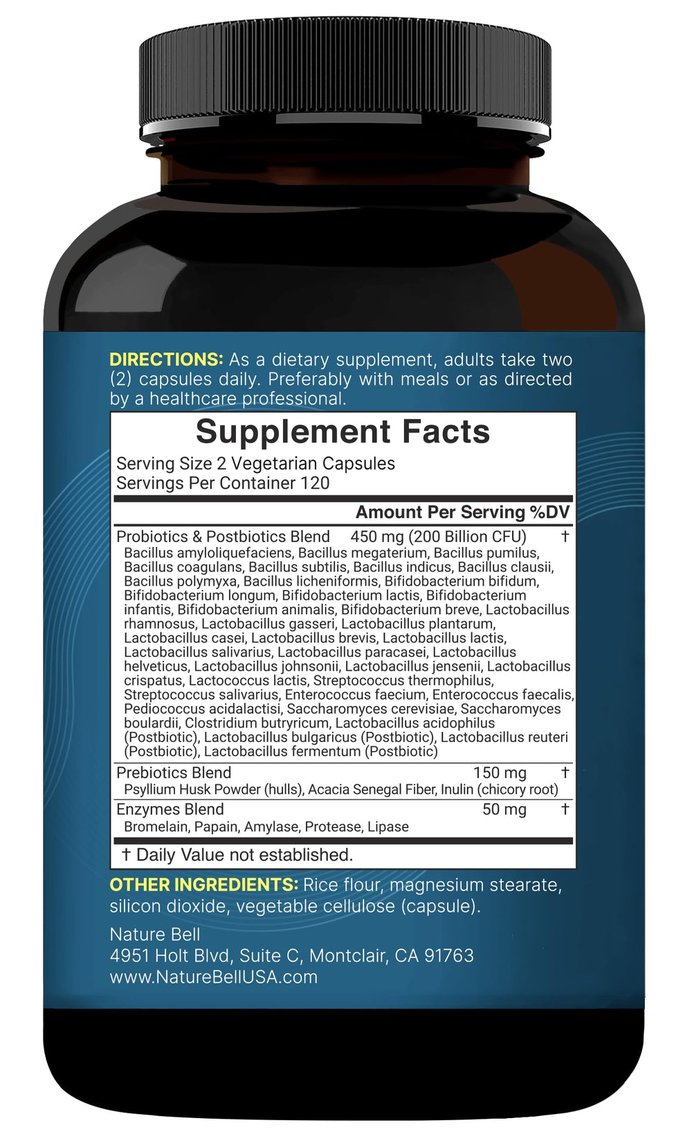 NatureBell primer plano de enzimas y postbióticos para apoyo digestivo