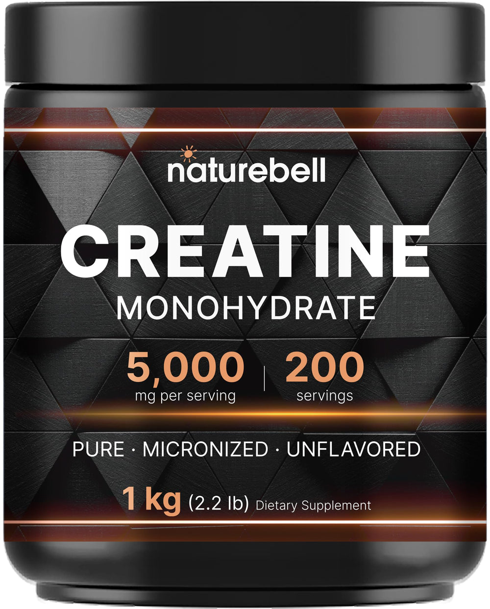NatureBell envase frontal de creatina micronizada, formato económico y puro