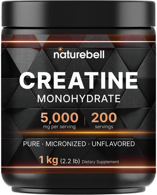 NatureBell envase frontal de creatina micronizada, formato económico y puro