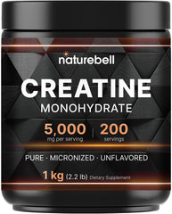 NatureBell envase frontal de creatina micronizada, formato económico y puro