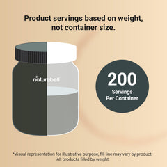 NatureBell comparativa de tamaño del envase, 2.2 lb para 200 servicios