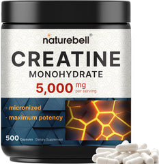 NatureBell Creatina monohidrato en cápsulas de 5000 mg por porción para entrenamiento