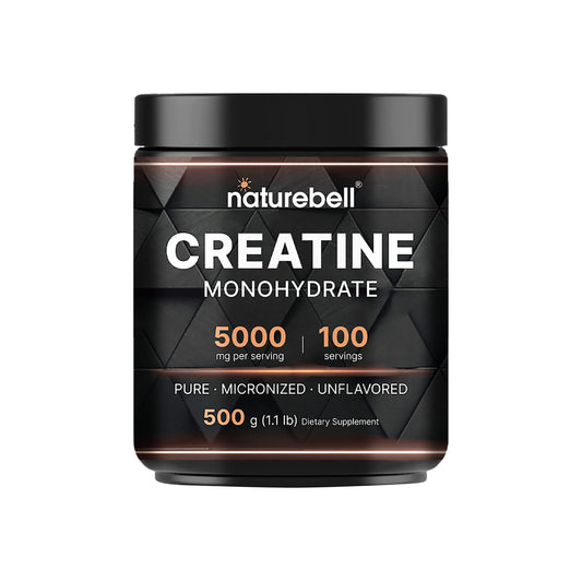 NatureBell creatina monohidrato instantánea, polvo de 500 g, disolución rápida para entrenar
