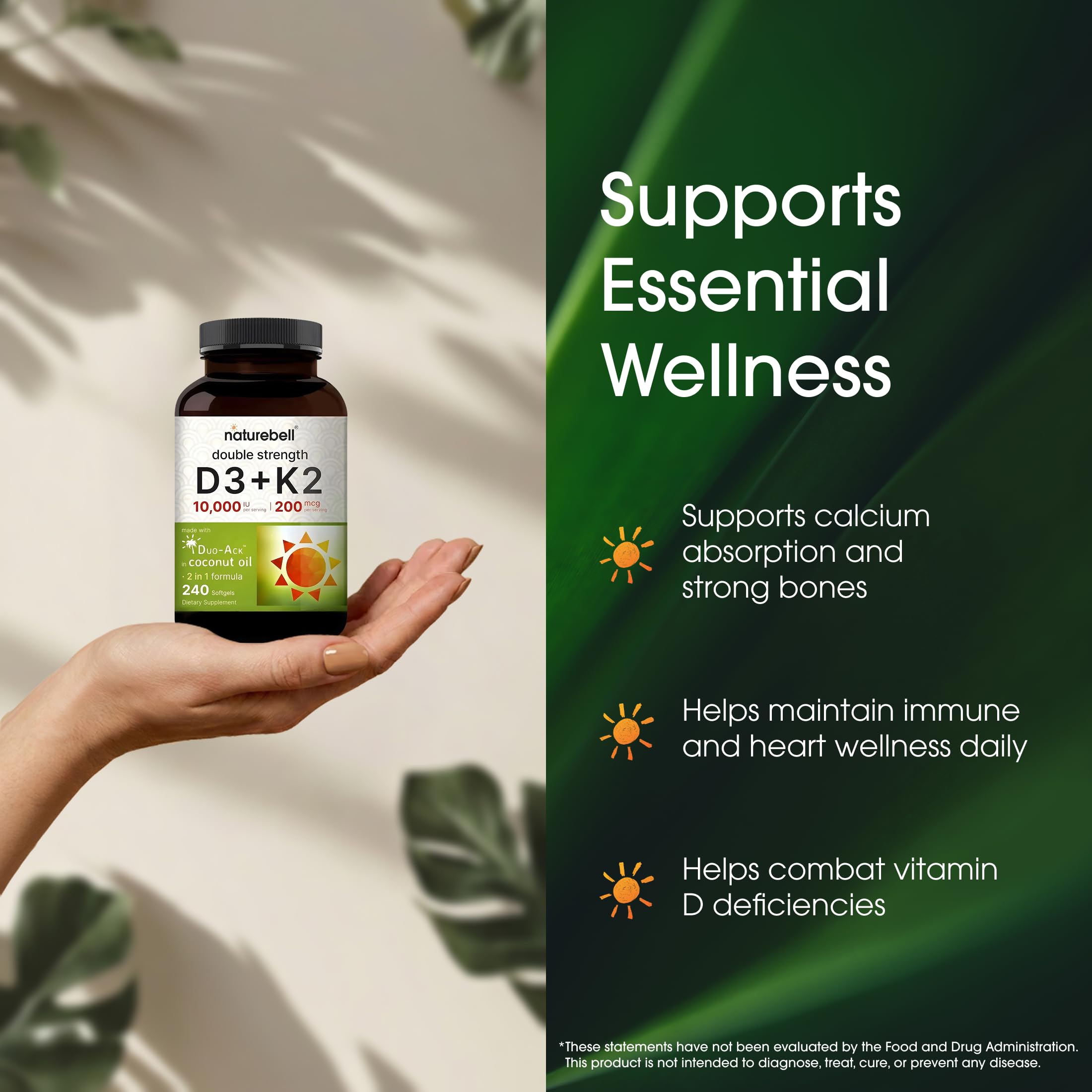 NatureBell aceite de coco y cápsulas ilustrando mejor absorción de vitaminas