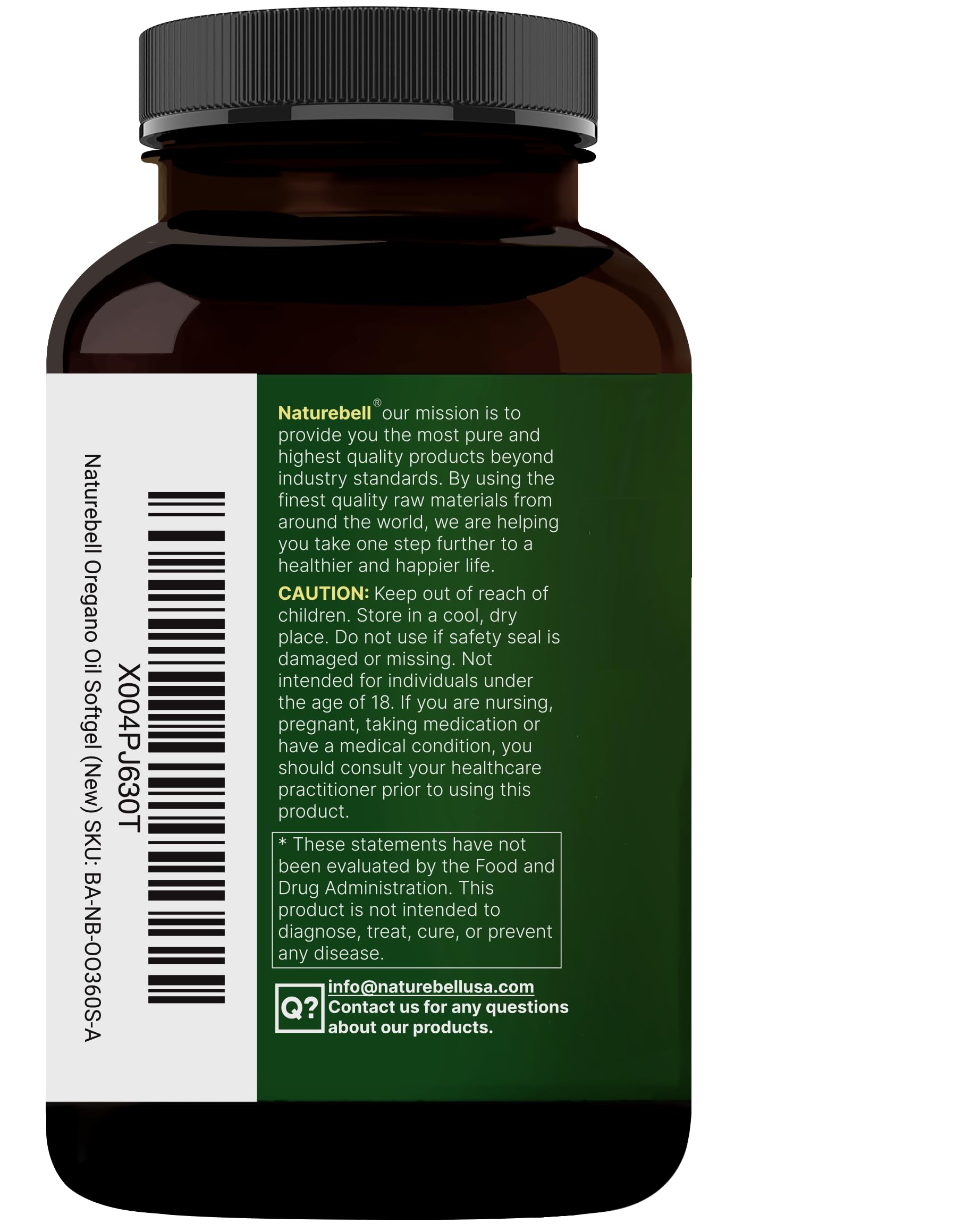 Detalle de ingredientes: orégano y semilla negra, fuente natural NatureBell