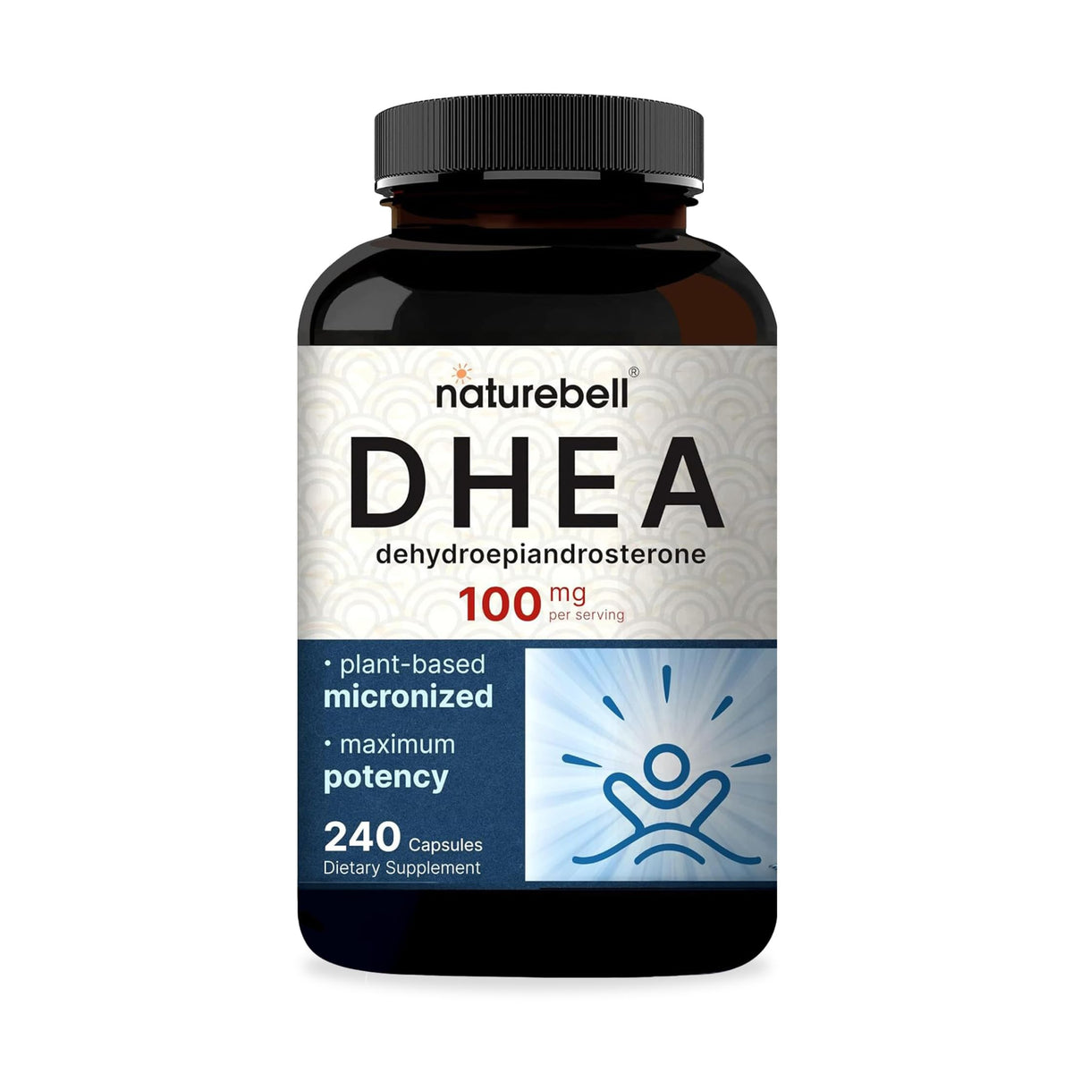 NatureBell DHEA 100 mg cápsulas en botella para uso diario energizante