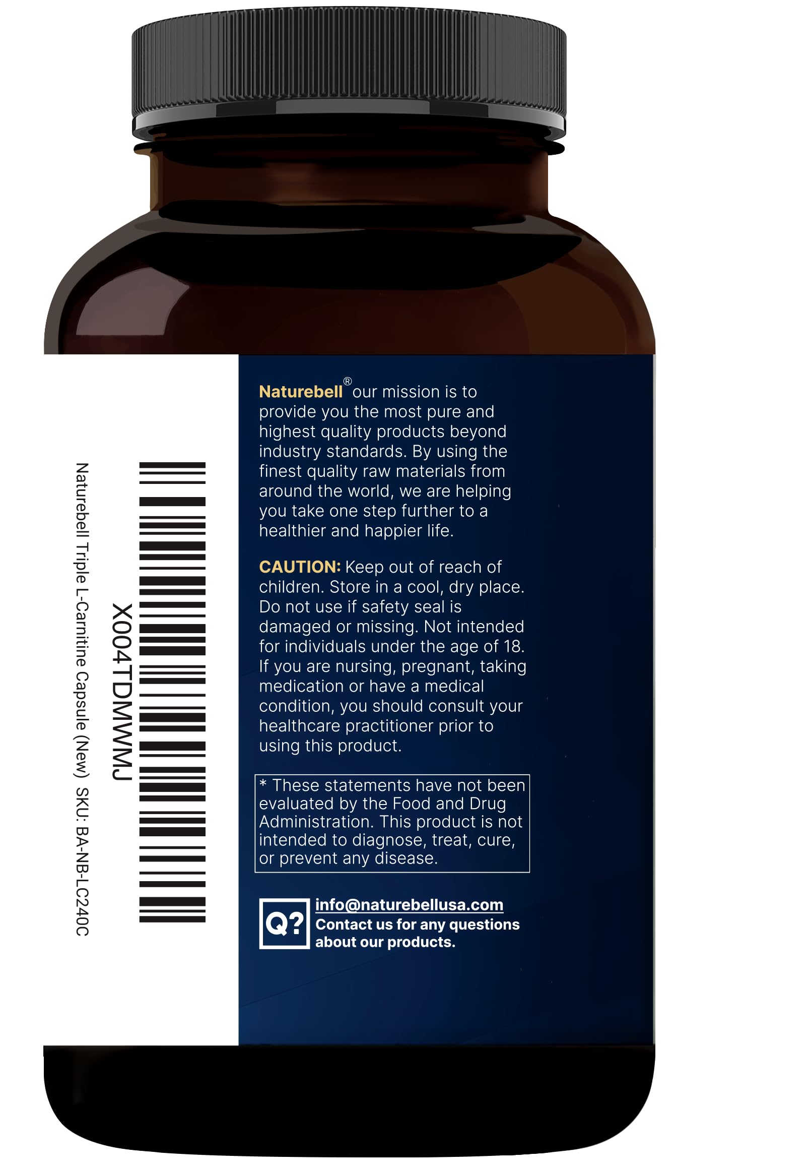NatureBell etiqueta con sellos cGMP y Non-GMO confirmando calidad