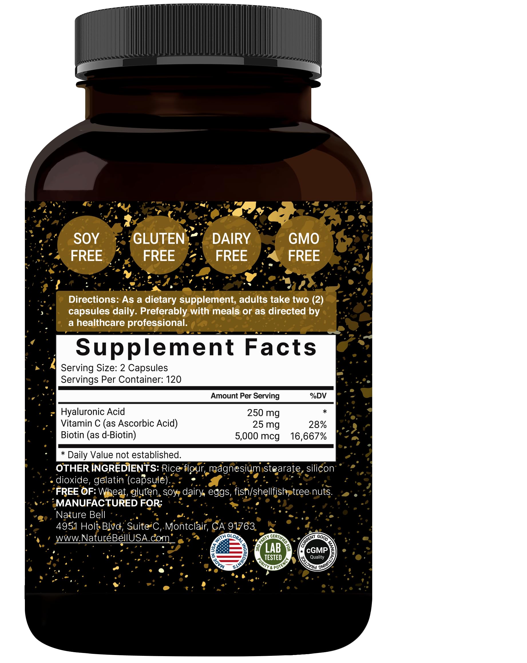 NatureBell etiqueta con ingredientes claros y composición por porción