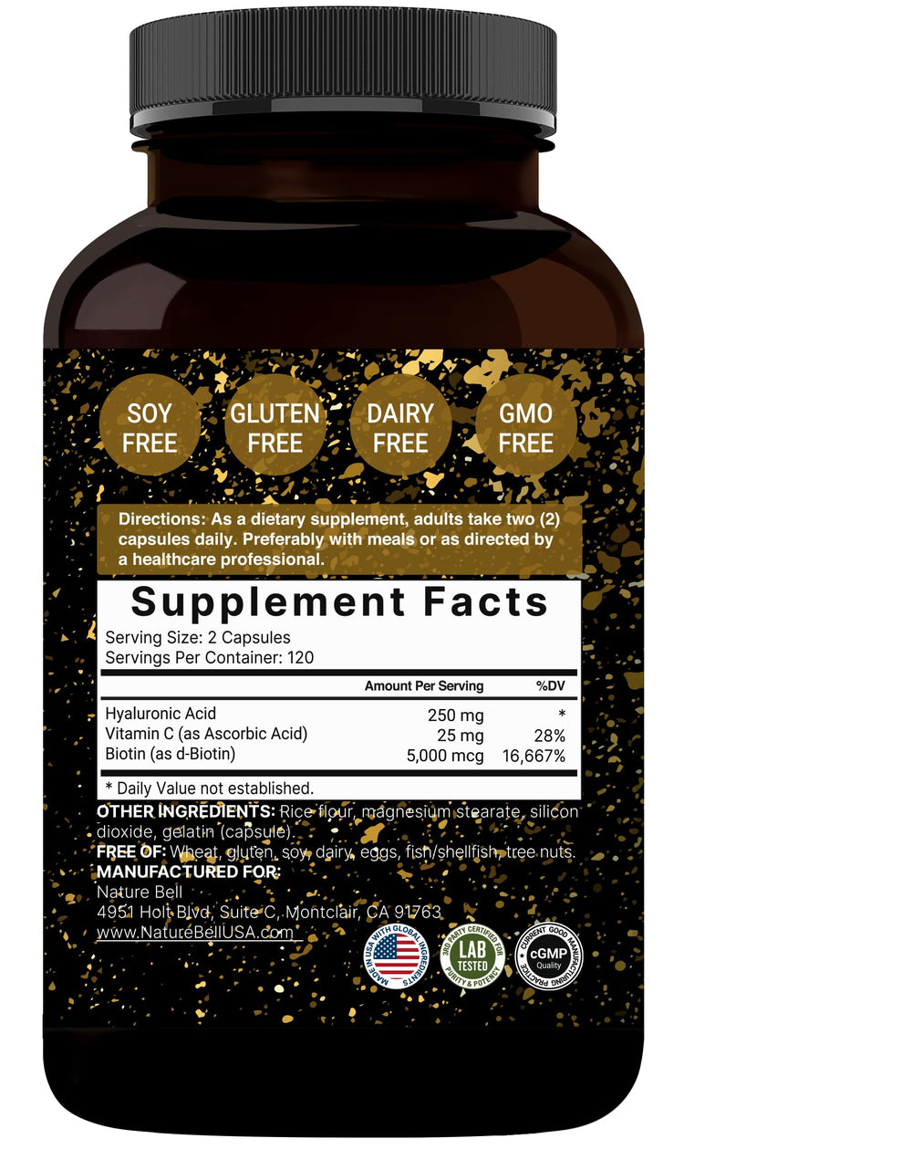 NatureBell etiqueta con ingredientes claros y composición por porción
