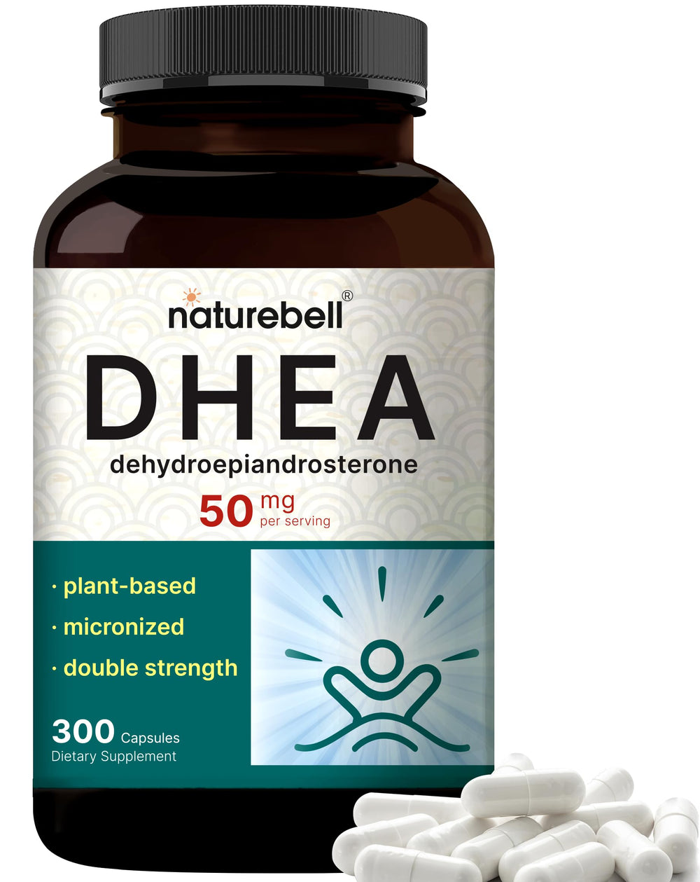 NatureBell frasco delantero mostrando etiqueta clara y dosis de 50 mg