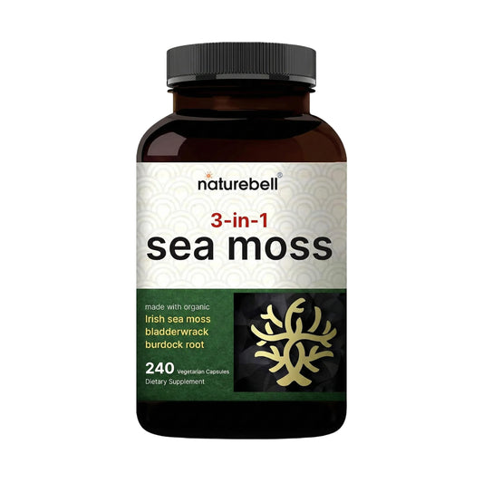 NatureBell frasco frente mostrando 240 cápsulas y beneficio conveniencia