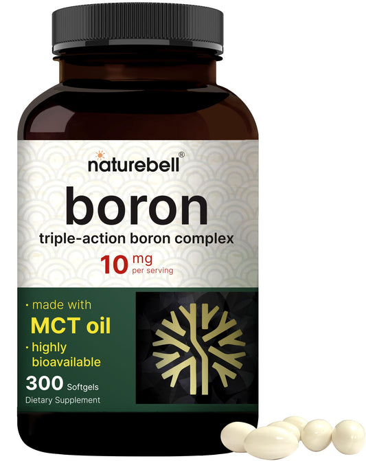 NatureBell frasco frontal de Boron 10 mg mostrando etiqueta clara y duración