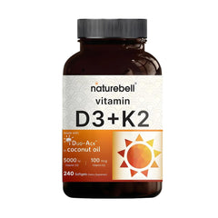 NatureBell frente del envase mostrando aporte de D3 y K2, claridad de la dosis