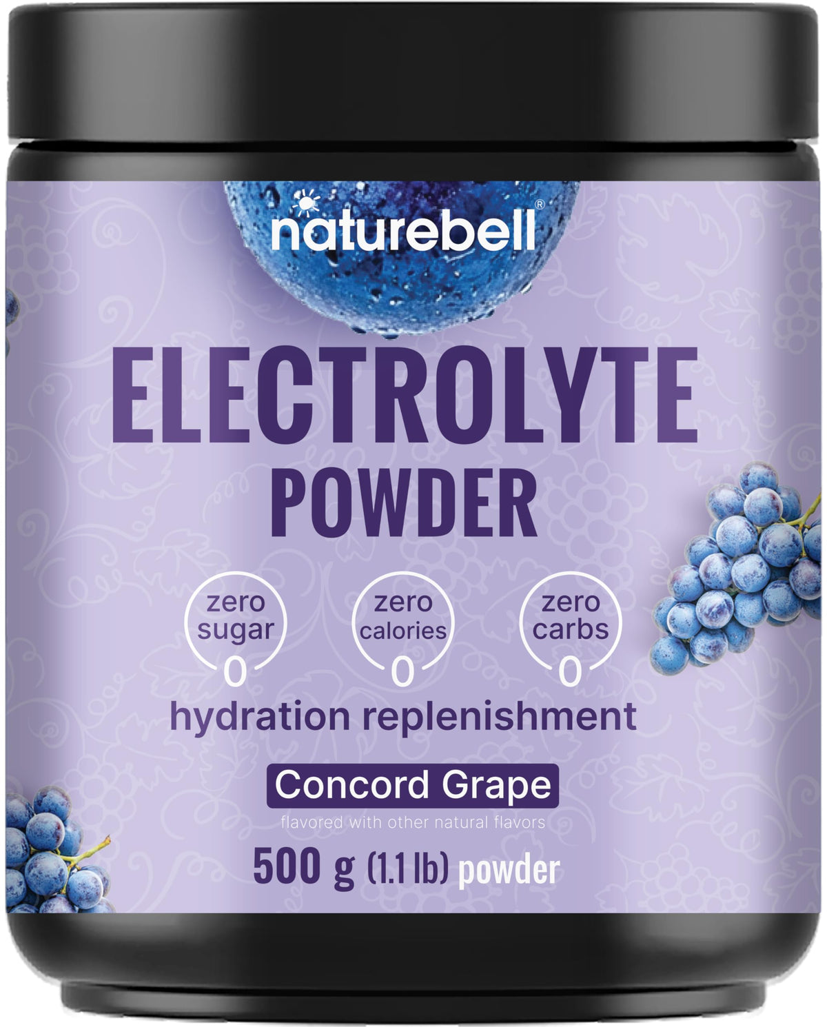 NatureBell envase frontal 500g con sabor uva Concord y cero azúcar