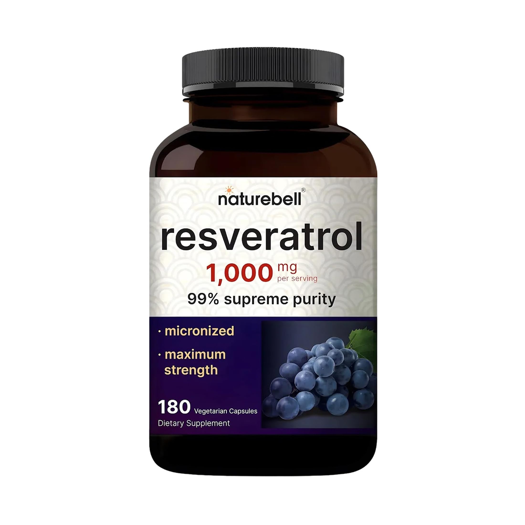 NatureBell envase frontal mostrando 180 cápsulas y beneficio de pureza