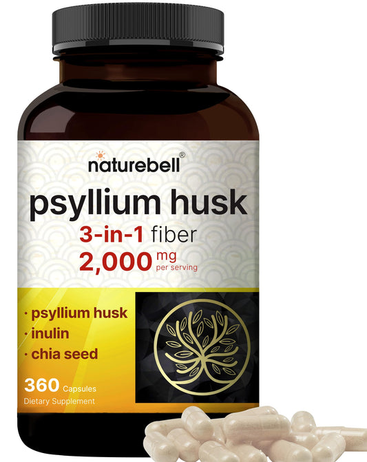 NatureBell frasco frontal mostrando etiqueta y beneficio de fibra concentrada