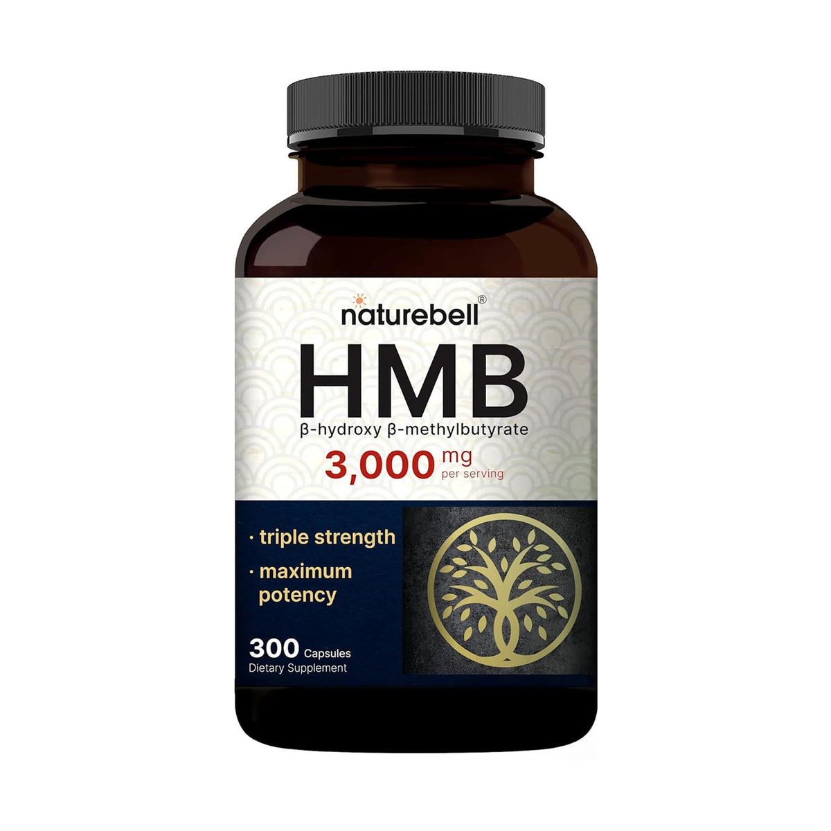 NatureBell frasco fronta l mostrando 300 cápsulas y beneficio de soporte muscular