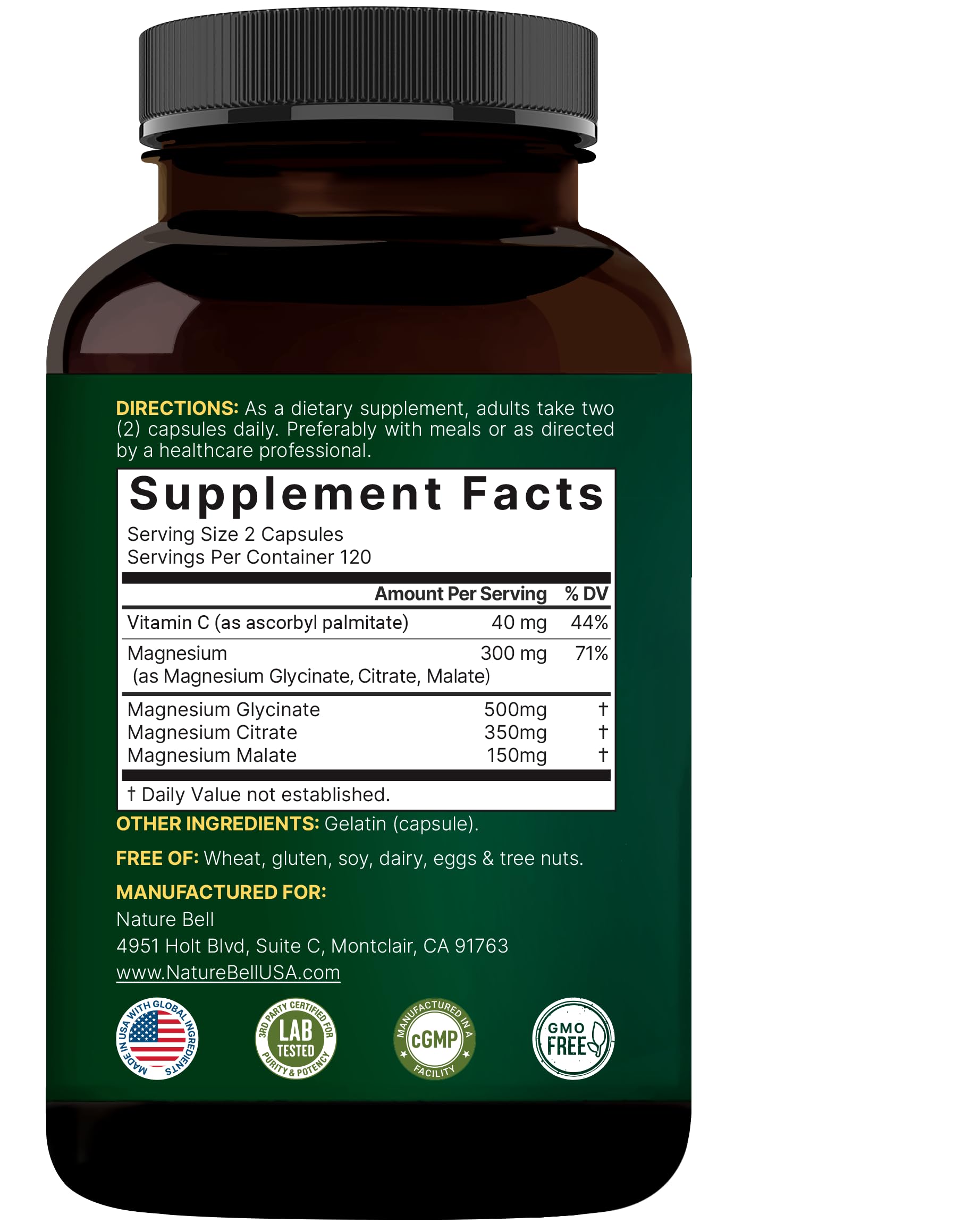 NatureBell lista de ingredientes limpios y sin alérgenos visibles