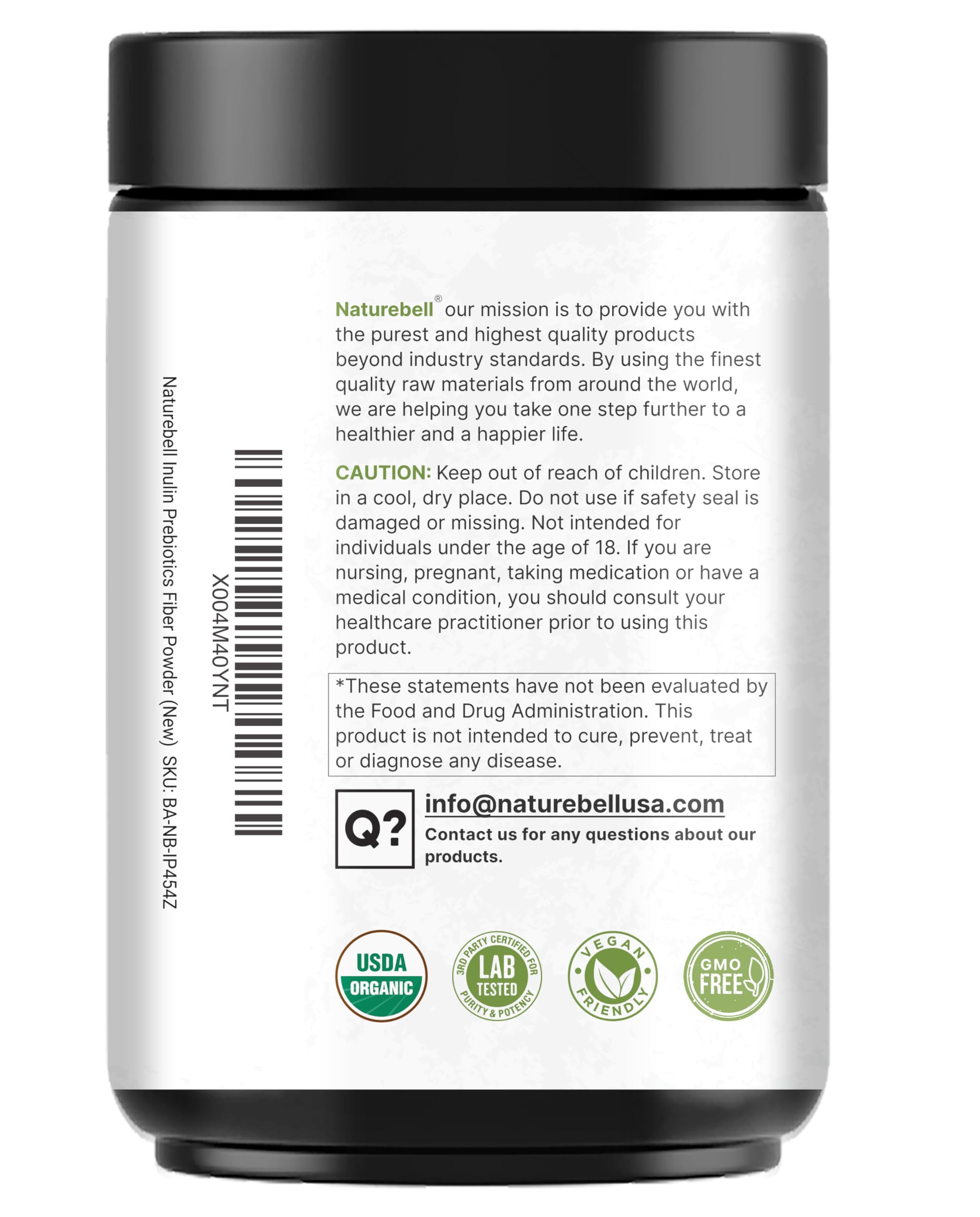 NatureBell inulina orgánica, polvo 1lb: pruebas de laboratorio independientes.