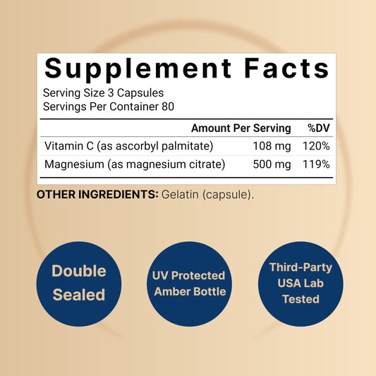 NatureBell Magnesium Citrate: cápsulas para dosis diaria de 500 mg
