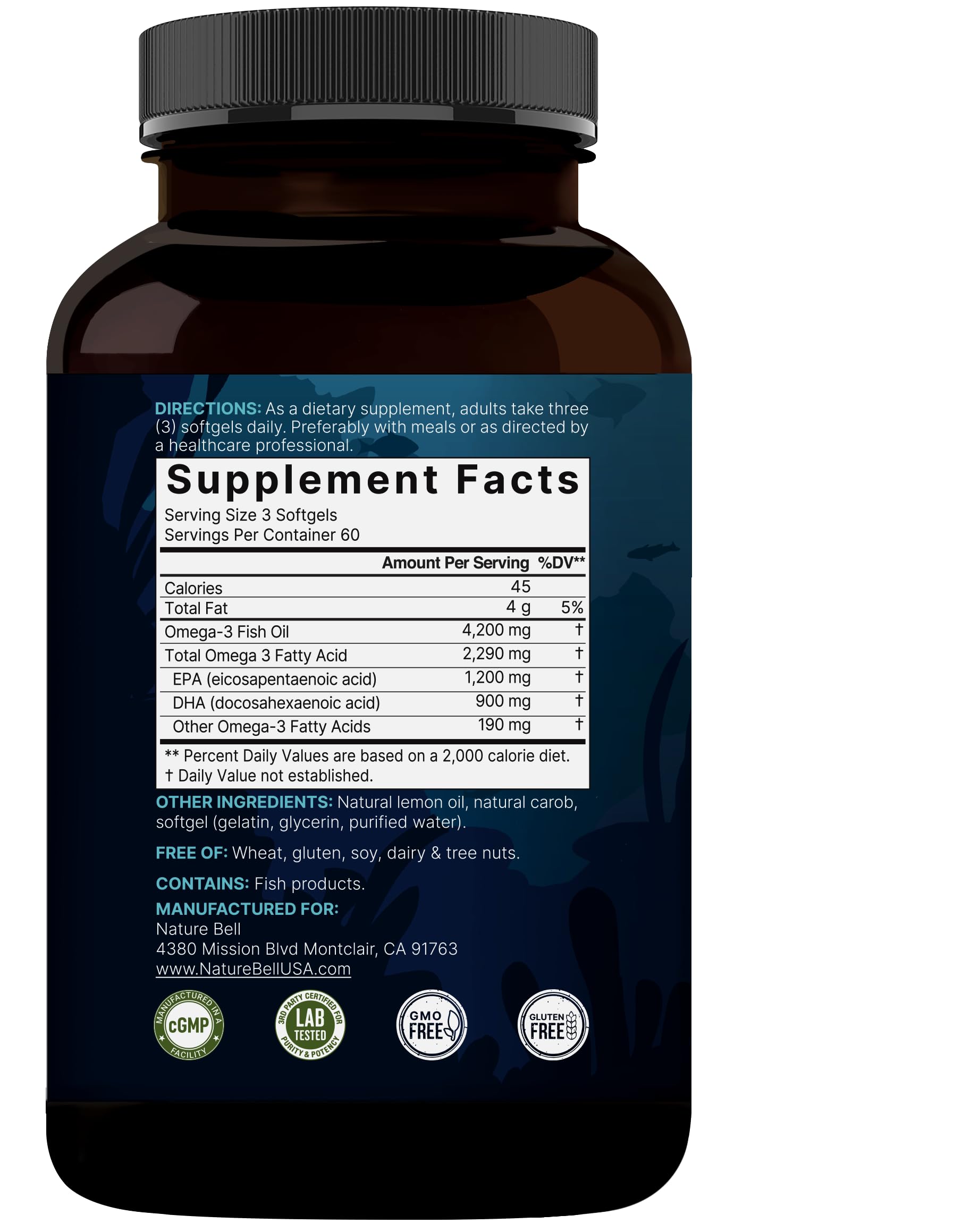 NatureBell Omega-3 fácil absorción, apoyo diario para la vitalidad.