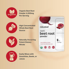 NatureBell batido con remolacha en vaso, aporte vegetal fácil para energía