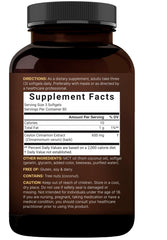 NatureBell softgels esparcidas sobre mesa blanca para presentación limpia