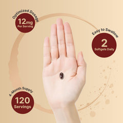 NatureBell softgel junto a una moneda para comparar tamaño y escala