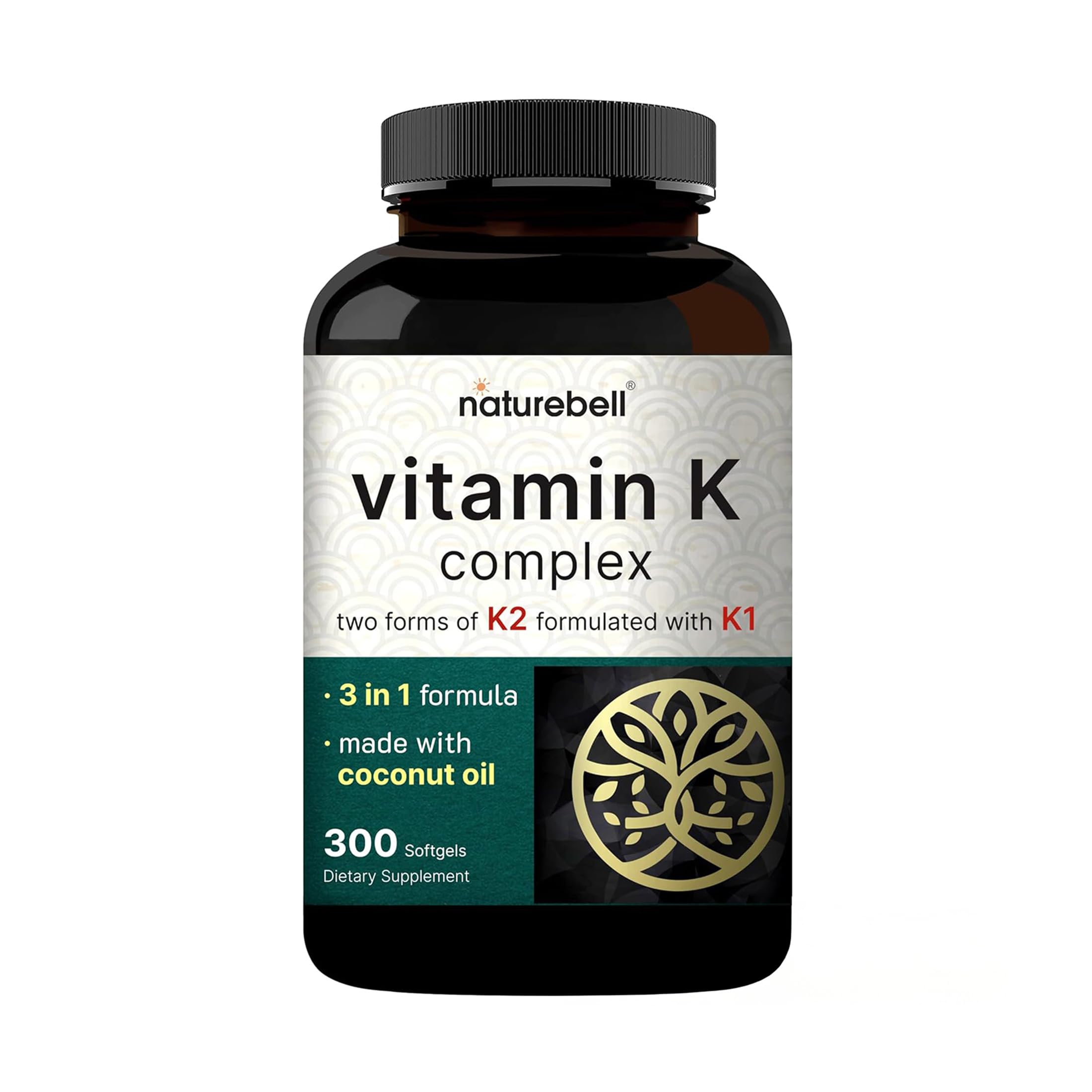 NatureBell botella frontal mostrando 300 softgels y beneficio de soporte diario