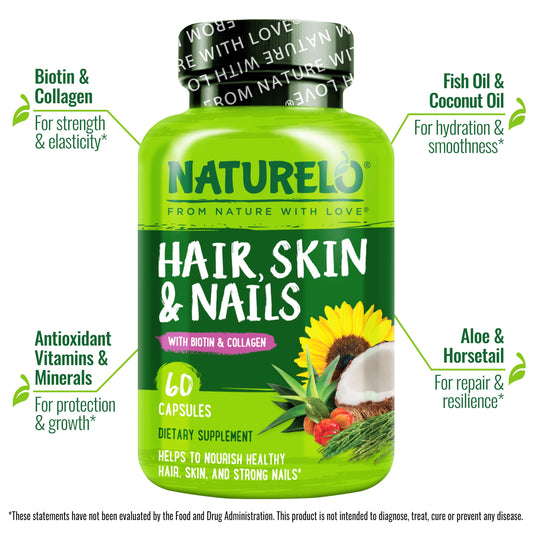 NATURELO etiqueta con lista de ingredientes y beneficios clave