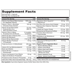 NATURELO etiqueta con lista de nutrientes y transparencias de ingredientes