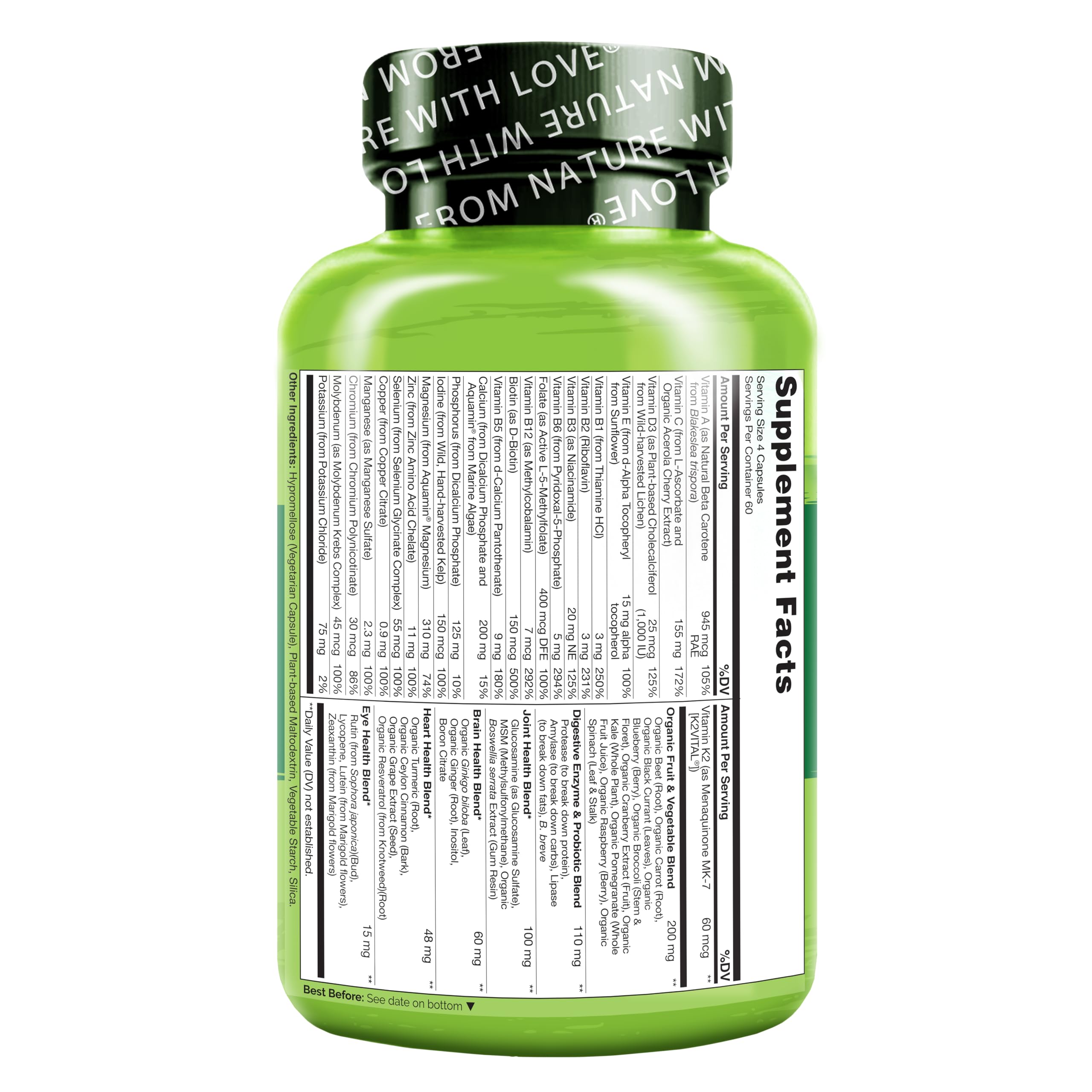 NATURELO envase abierto con cápsulas esparcidas, demuestra cantidad y presentación