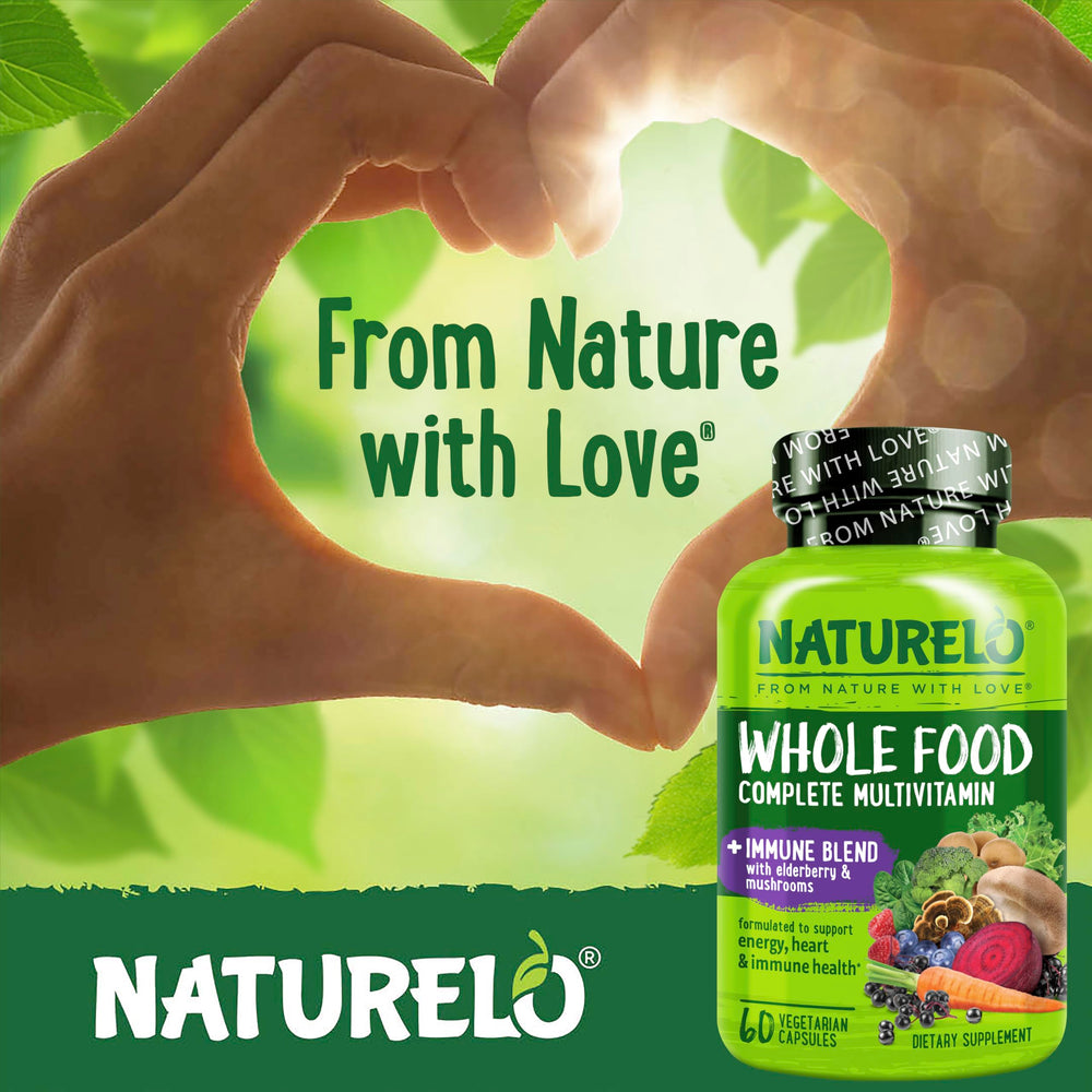 NATURELO botella junto a una mano para comparar tamaño y dosis diaria