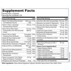 NATURELO etiqueta con información nutricional legible, ayuda a verificar vitaminas y minerales