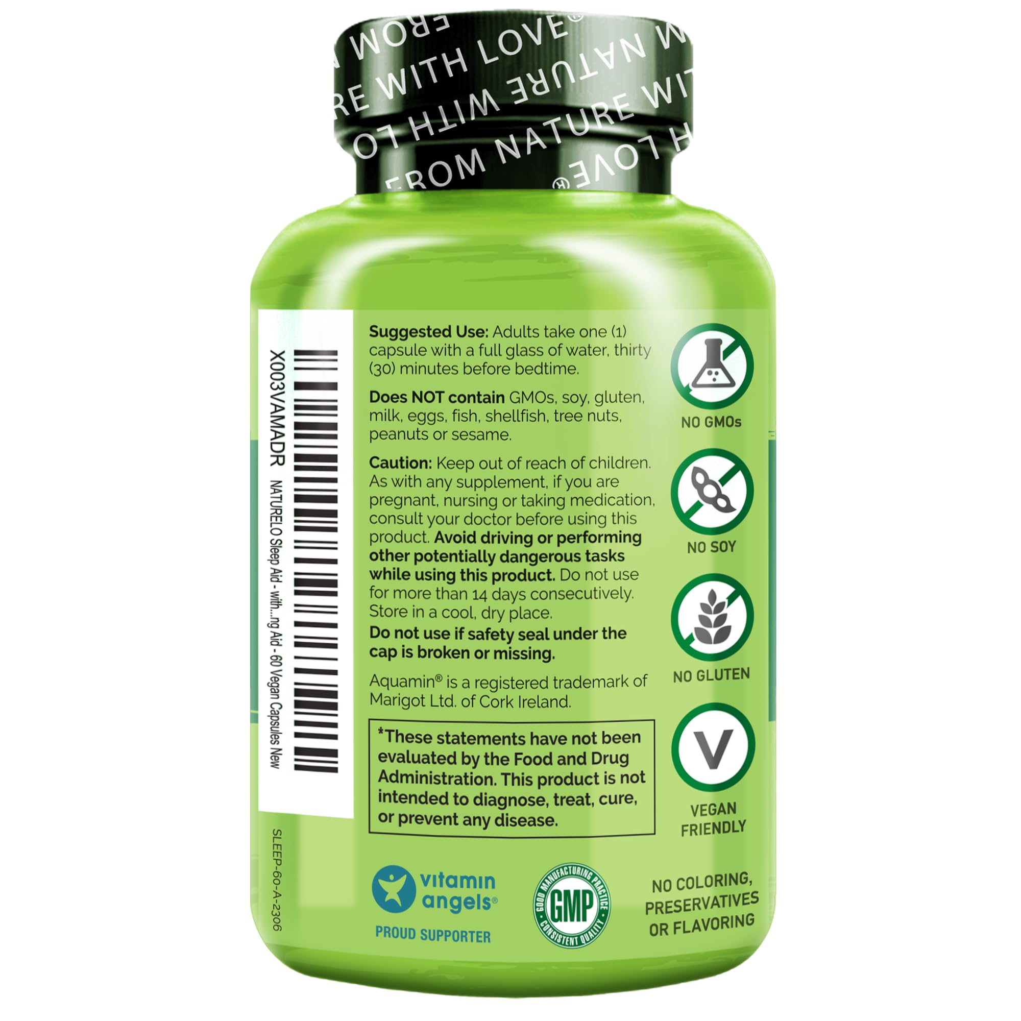 NATURELO etiqueta nutricional cercana informando ingredientes y dosis