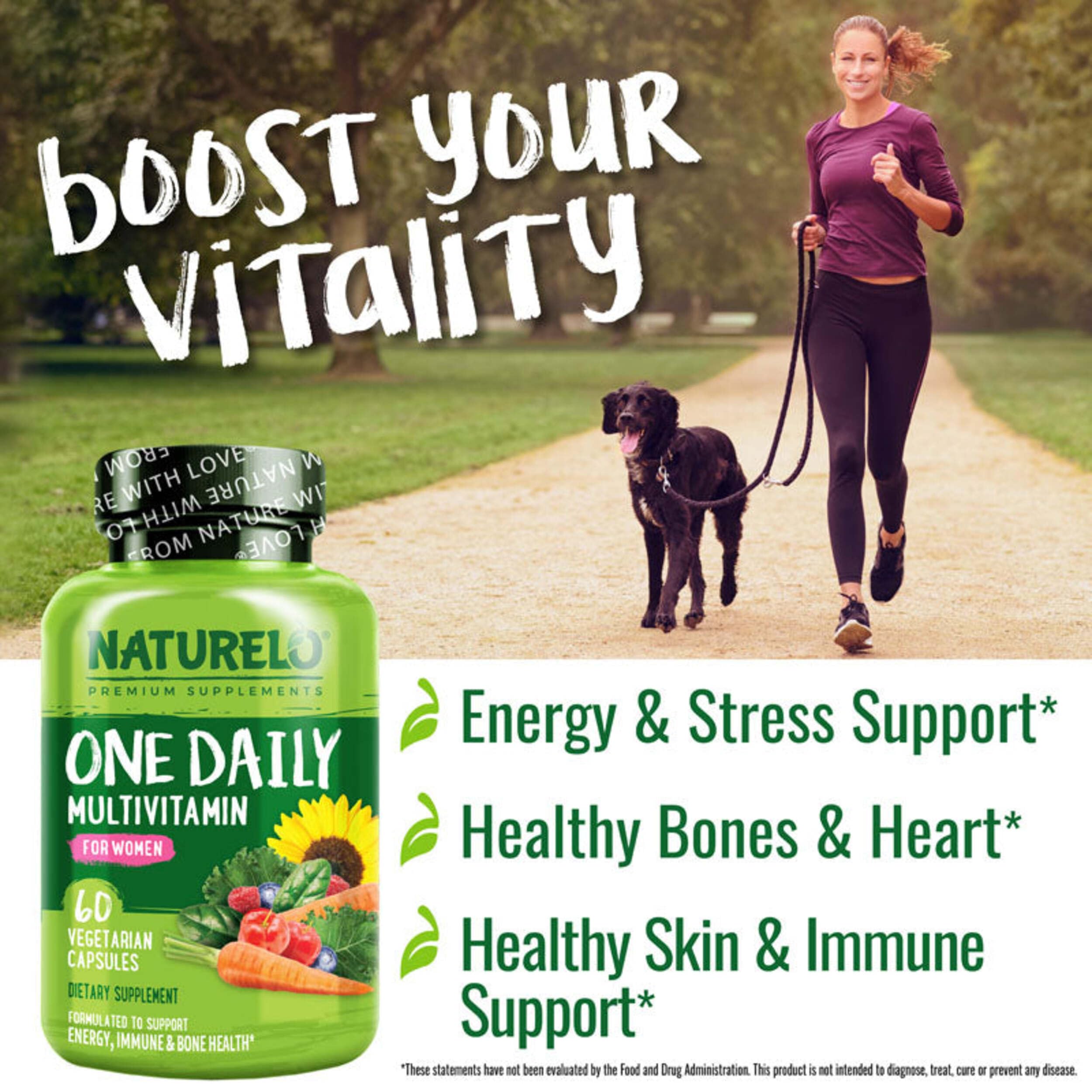 NATURELO etiqueta con información nutricional que destaca vitaminas activas