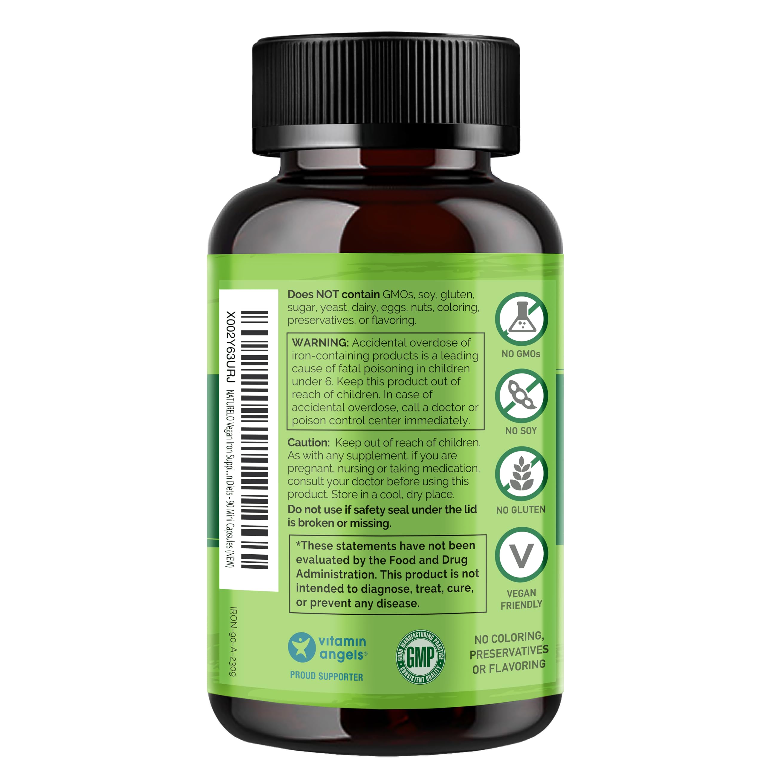 NATURELO frasco colocado de lado mostrando diseño y facilidad de almacenamiento