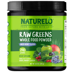NATURELO frasco delantero Mixed Berry mostrando presentación y beneficios diarios
