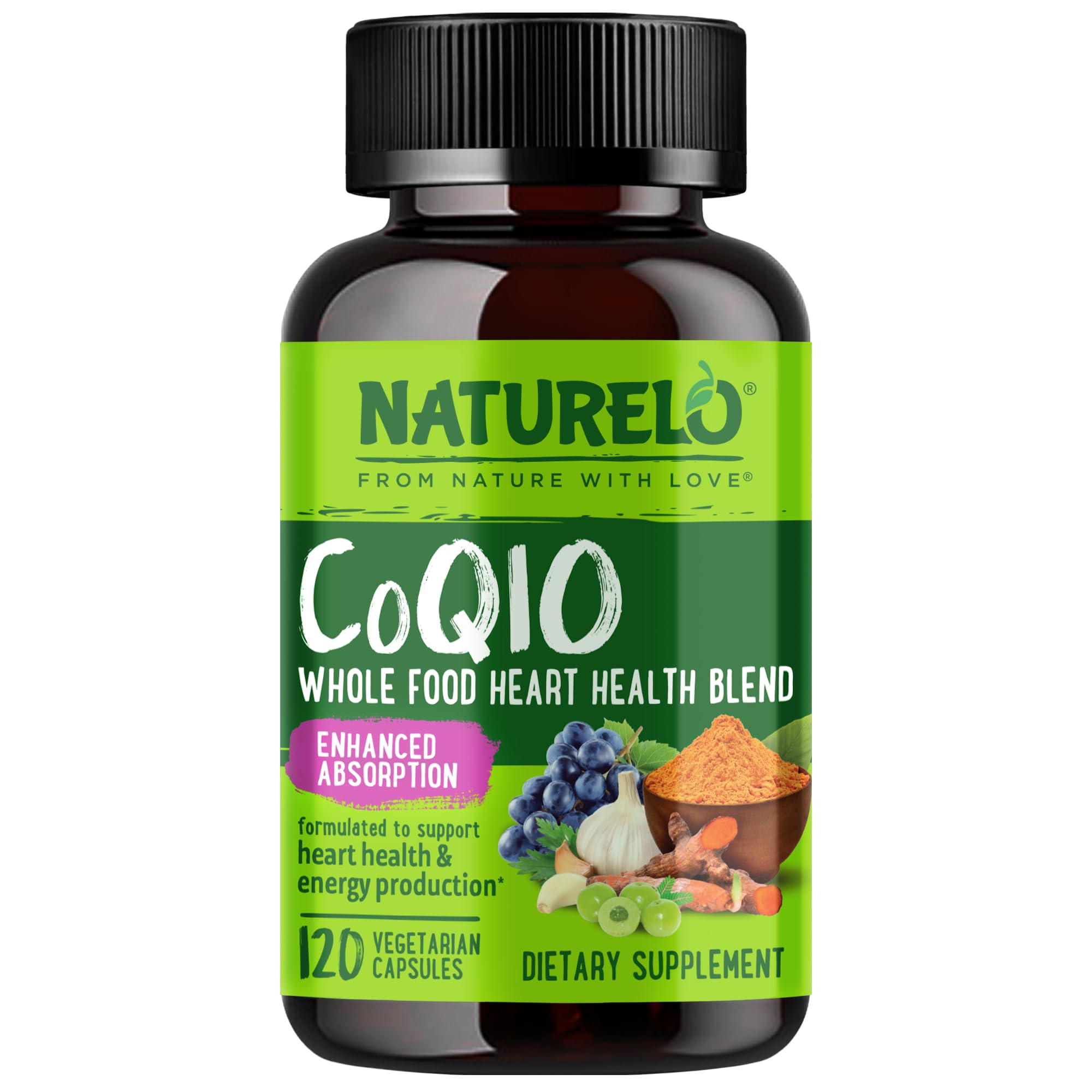 NATURELO frontal del envase mostrando 120 cápsulas y ventaja vegana