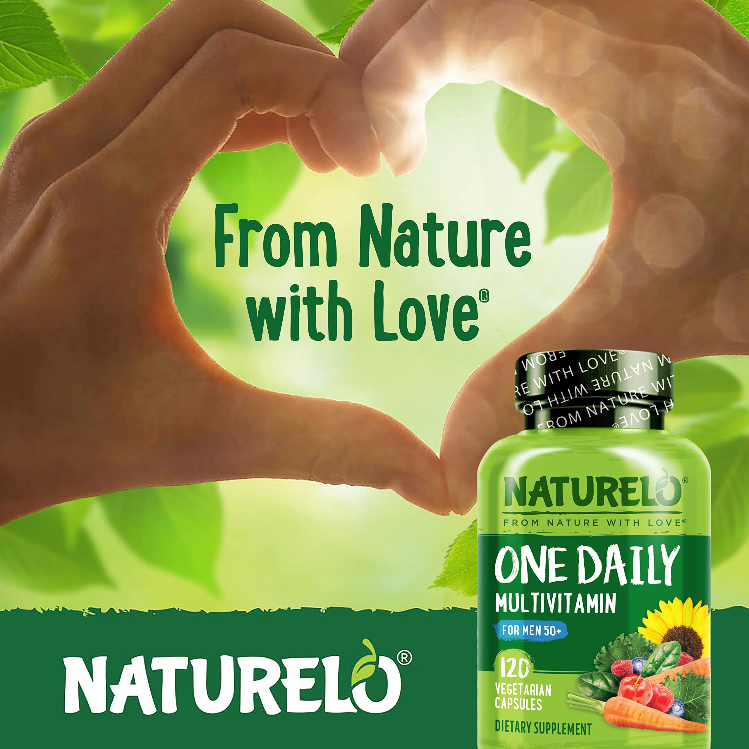 NATURELO ingredientes orgánicos como algas y frutas resaltando origen vegetal