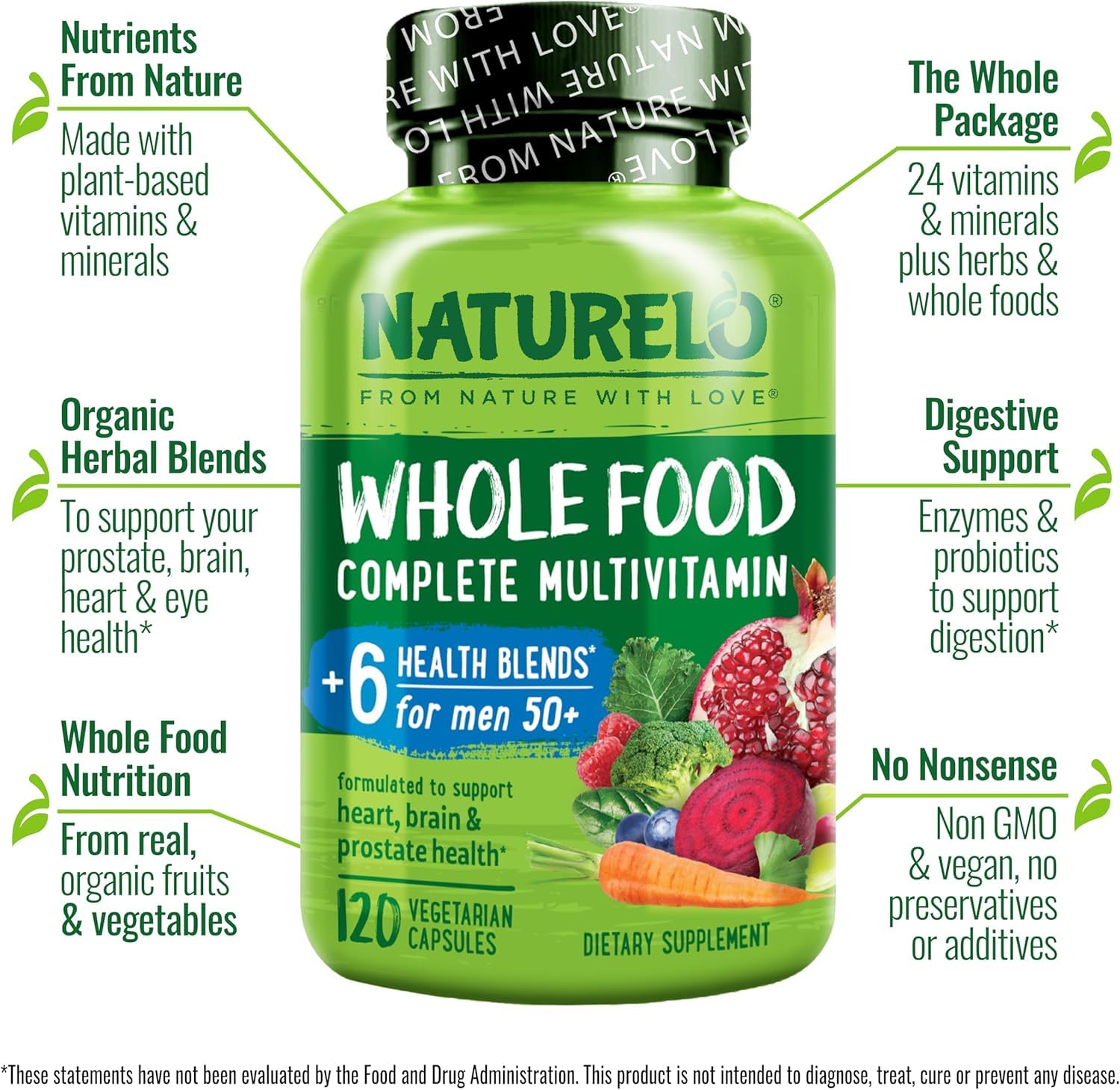 NATURELO ingredientes vegetales surtido que sugiere origen natural