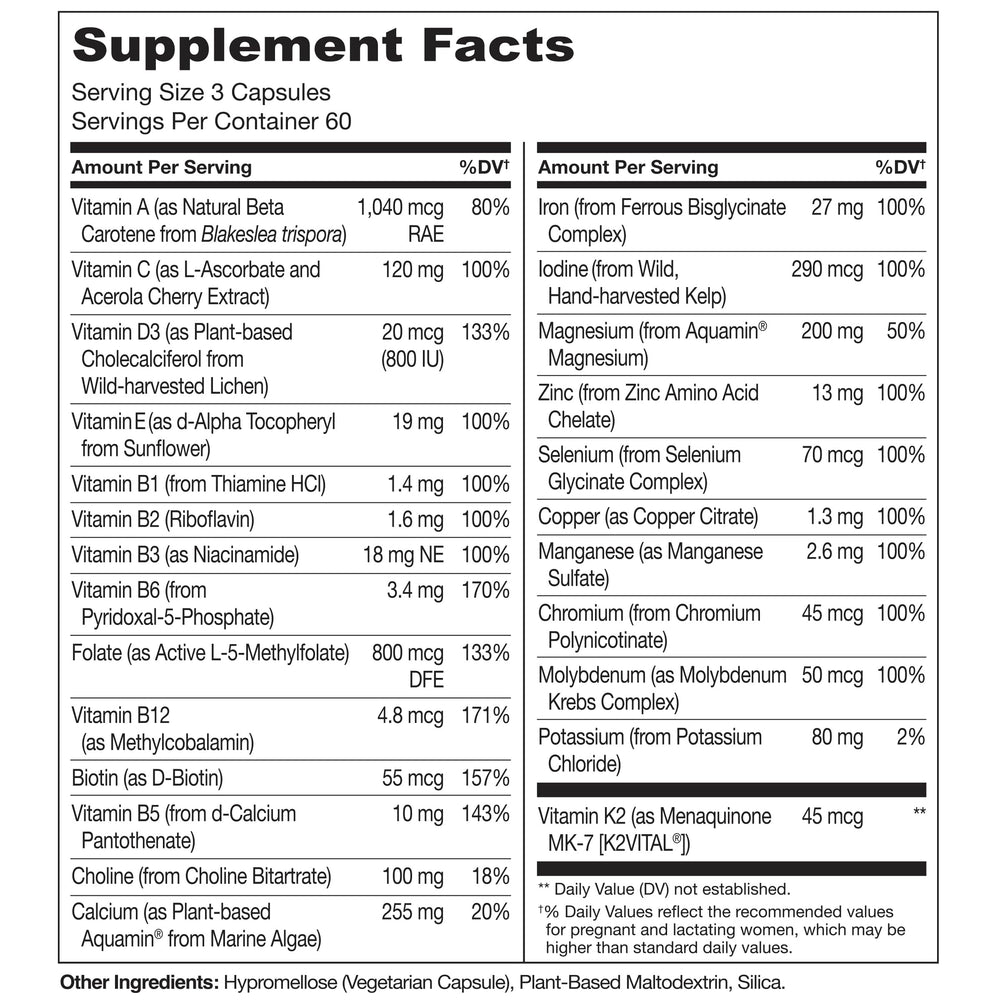 NATURELO etiqueta con lista de ingredientes activos y formas bioactivas