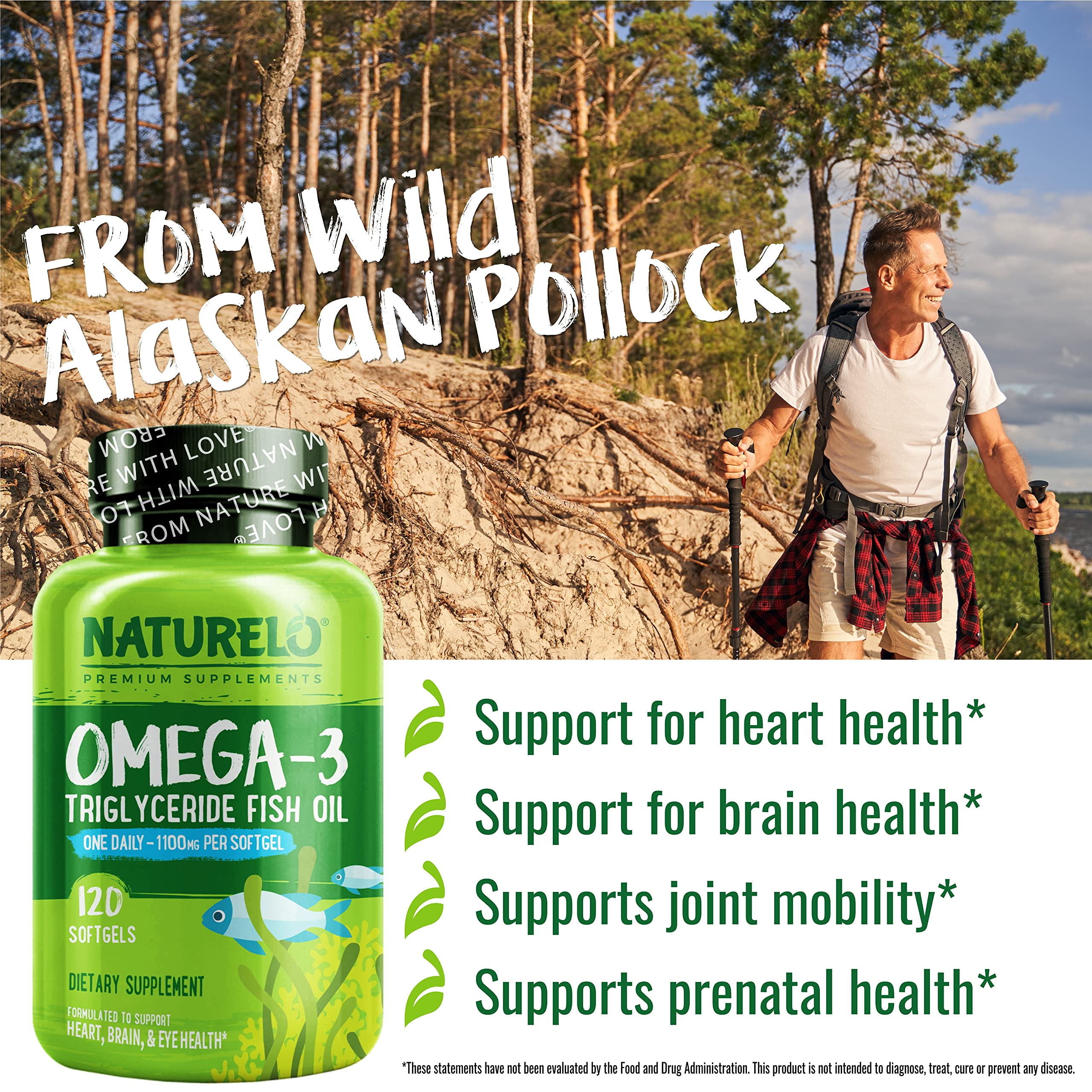 NATURELO ilustración del origen en Alaska y proceso de purificación para mayor confianza