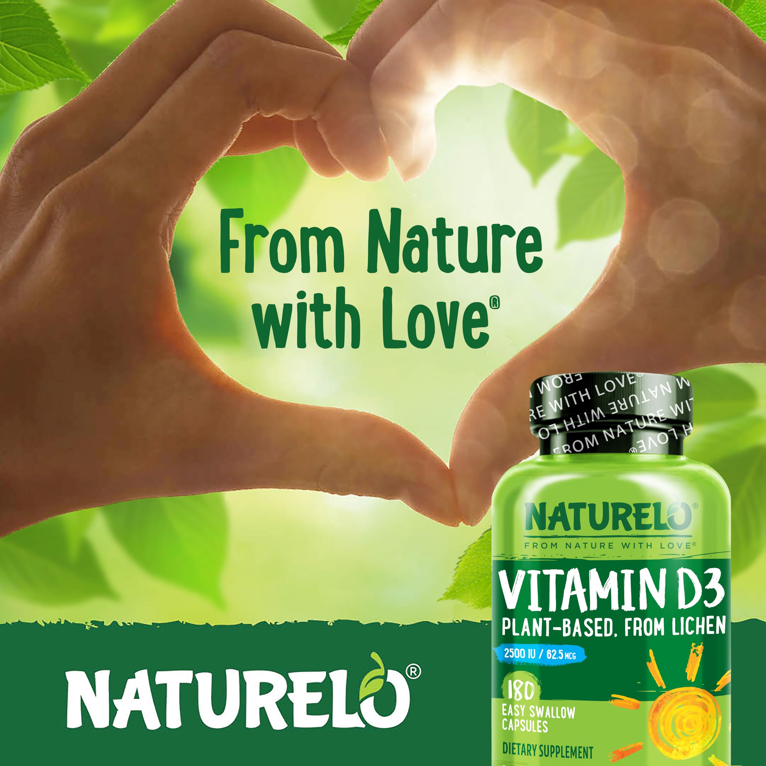 NATURELO frasco abierto con 180 cápsulas mostrando cantidad por envase