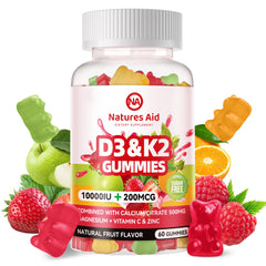 Natures Aid frente del envase mostrando 60 gomitas y beneficios