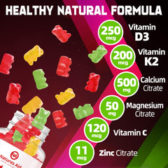 Primer plano de textura de gomita Natures Aid, masticable y apetecible